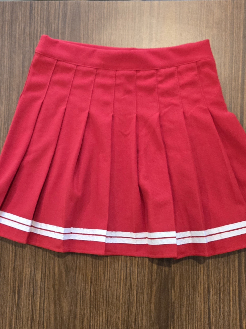 Vintage Red Pleated Tennis Skirt with White Stripe Detail